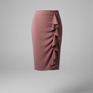 One 5 One Mauve Ruffle Pencil Skirt Size M Stretch Midi